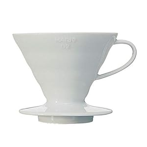Hario V60 Ceramic V-Shaped Cone Coffee Dripper with Heat Retention, White, Size 02, 2