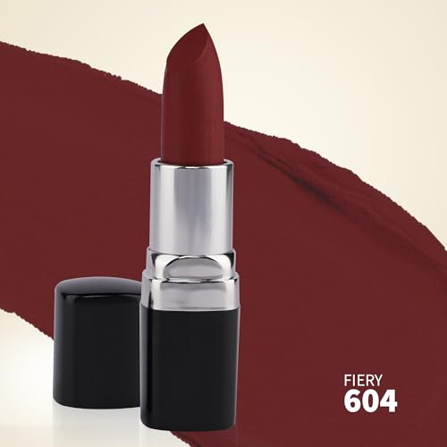 Image of Barva Natural & Moisturising Lipstick 4.3g (Fiery 604) | With Pure Ghee & Kokum Butter | Creamy Hydrating Finish | Mineral Colour | Long Lasting Bold Red Lipstick