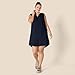 Amazon Essentials Women's Sleeveless Woven A-line V Neck Shift Dress, Navy, Large
