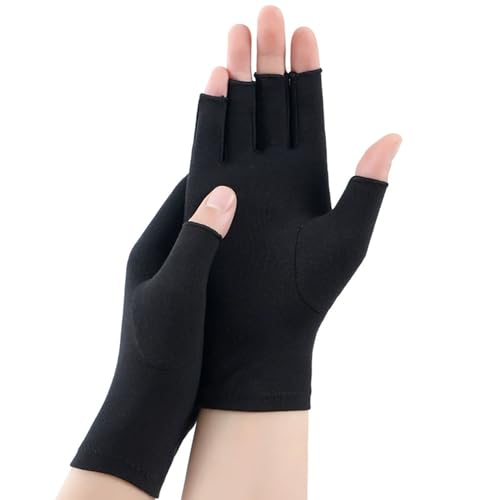 Lightweight Running Gloves, Touch Screen Anti-Slip Half Finger Gloves (Black)