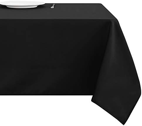 Deconovo Oxford Decorative Water Resistant Wipeable Table Cover Rectangle Tablecloth for Halloween Decorations 132x178cm(52x70in) Black