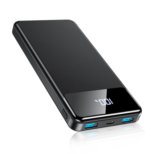 Aizmu Power Bank, 22,5 W, 12000 mAh, con uscita USB C/USB A, batteria esterna QC 4.0, compatibile con iPhone, Samsung Galaxy, iPad e altro ancora (nero)