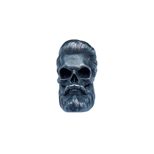 Abalorios de latón con cabeza de cráneo para barba, colgante de abalorio EDC, suministros de fabricación de joyas, pulsera de esqueleto de personalidad,...