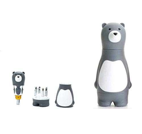 Men’s Gift 6 in 1 Cute Bear Precision Screwdriver Set,s2 Alloy Steel Quality,Home Appliance Furniture Household Repair Tool Kits for Electronic Devices