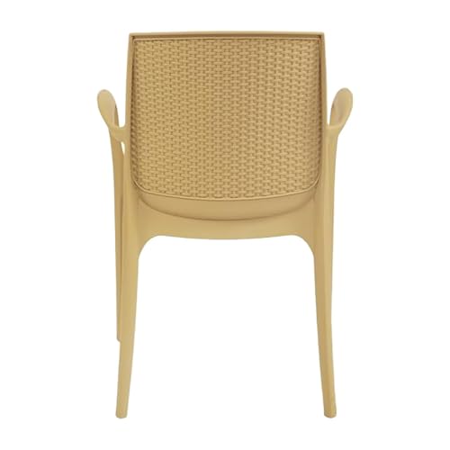 Image of Supreme Texas Heavy Duty Armrest Plastic Chair for Home, Garden, Office, Indoor /Outdoor Use(Color: Cane; Qnt: 2 Pc.)