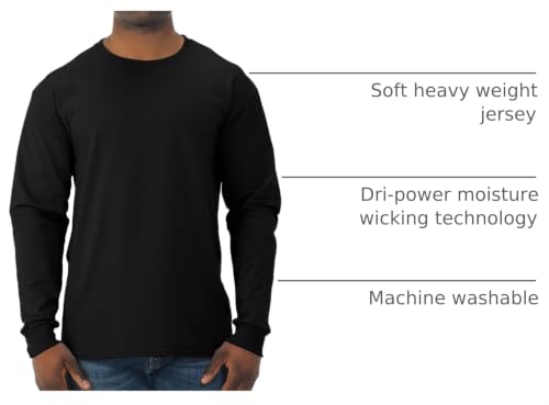 Image of Jerzees Mens Dri-Power Cotton Blend Long Sleeve Tees, Moisture Wicking, Odor Protection, UPF 30+, Sizes S-3x