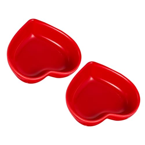 TOVINANNA Lot de 2 Bols à Sauce en Céramique Forme Cœur Petit Ramequin Rouge pour Sauces Dips Sushi et Apéritif Assiette à Trempette Polyvalente Ustensile de Table pour Repas en