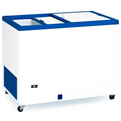 MBH - Arcón Congelador Industrial 304 Litros con Puerta Opaca, Termostato Regulable, Cerradura y Ruedas para Cocina, Bar y Restaurante (1060x670x895 mm)
