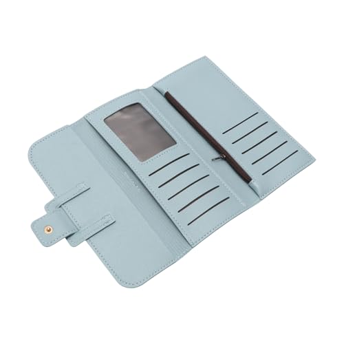 1Pcs Simple Wallet Long 3-Fold Drawstring Wallet PU Leather Sky Blue 19x9cm3