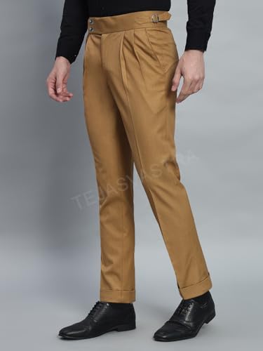 Image of FASHIONEMPIRE Men's Formal Trousers Front Pleated Double Button Gurkha Zion Pant Slim Fit | Stylish Formal Pant for Party and Casual Wear