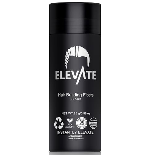 Fibras para el cabello 100% natural de queratina, engrosan al instante el cabello adelgazante o calvo para hombres y mujeres, corrector natural de pérdida de cabello, 0.98 oz, Negro