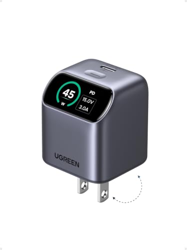 UGREEN Nexode Pro 45W USB‑C GaN Charger Block with Smart Display, Grey