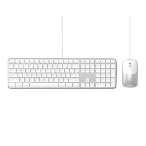 Teclado y Ratón USB-C Satechi Slim CLX3 QWERTY, Combo con Cable para Mac y Android Plata