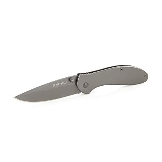 Sheffield 12169 Berda Assisted Survival Knife | 3 Inch Drop Point Folding Pocket Knife | Assisted Opening EDC Knife| Steel Handle | Tactical Knife for Camping, Men’s Gift, EDC & More | Pocket Clip