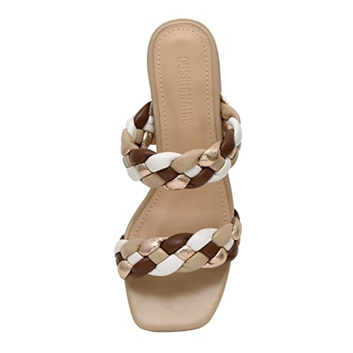 Cushionaire Women's Onyx Braided Heel Sandal +Memory Foam Wide Widths Available, Tan Multi 8 #TOP5