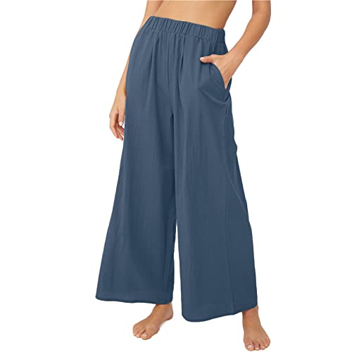 Pantalones de Pierna Ancha para Mujer, Pantalones Sueltos para Mujer, Moda, Color, Elásticos, Cintura Alta, para el Trabajo de Primavera y Verano (S)