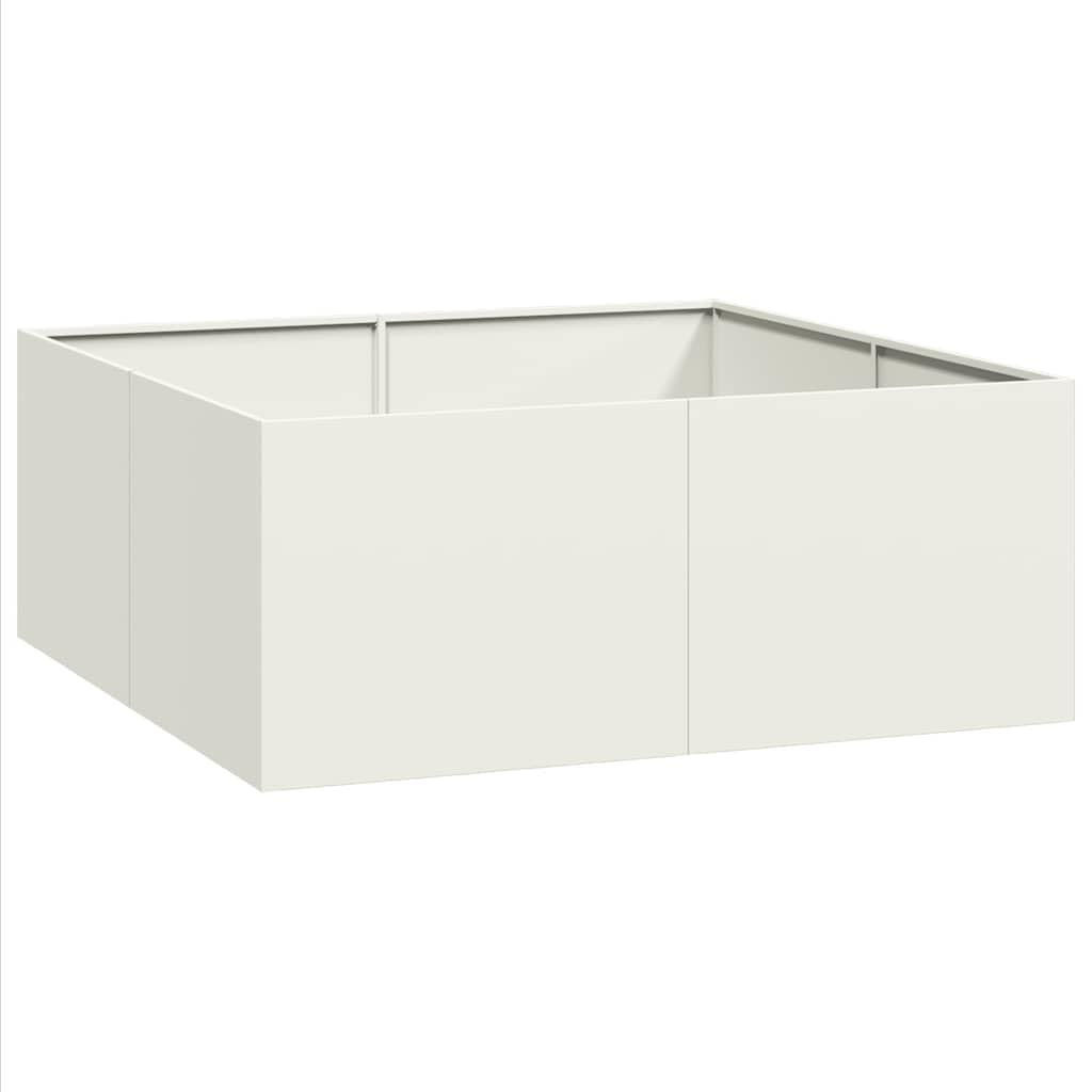 vidaXL Planter White 100x100x40 cm Steel, plant pot, plant stand, raise bed, planter stand, plant tray, garden planter, outdoor planter, flower box — image 1