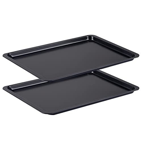 Beasea Baking Sheet 10x14 Inch, 2 Pack Cookie Sheet Set Nonstick Carbon Steel Oven Baking Pans Sheet Pans Baking Tray Rimmed Baking Sheets Black