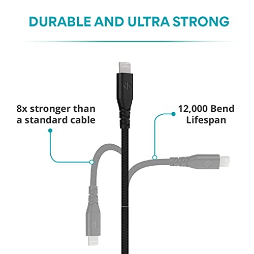Ampere 4Ft Usb-C To Lightning Cable [Mfi Certified] - Ultra-Strong Reinforced Durable Charging Cable Compatible With Iphone/Ipad (Black) #TOP1