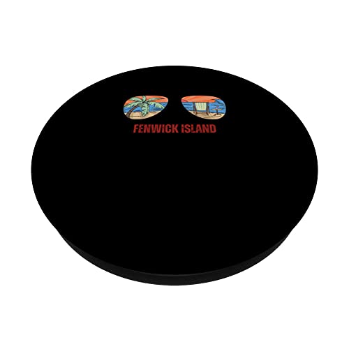 Fenwick Island Beach Vacation Retro Sunglasses Ocean View PopSockets Swappable PopGrip, Black - Image 2