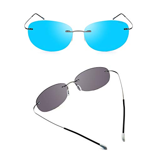 Image of RONSOU Ultralight Rimless Polarized Sunglasses for Men Women Vintage Titanium Frameless Colorful Fashion Shades