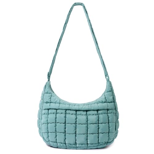Image of Puffer Crossbody Hobo Bag for Women Nylon Quilted Purse Lightweight Shoulder Handbag with Adjustable Strap