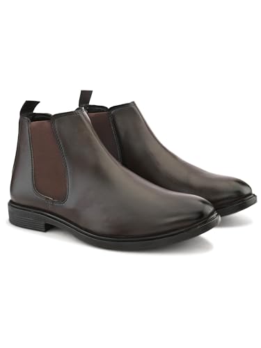Image of STANPHORD Men's Chelsea Boot | Synthetic Leather | Slip-On | Cushioned Insole | Casual Wear | Black | Brown | 36052126