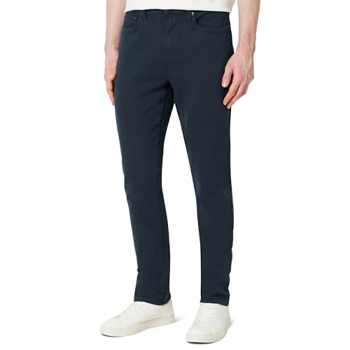 Amazon Essentials Men's Slim Fit Garment Dyed Five Pocket Pants, Navy, 35W x 34L