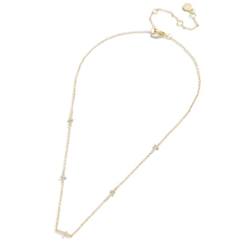 Cross Necklace for Women - Elegant Gold Chain with Glass Stones, Hypoallergenic, 17