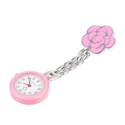 SHERCHPRY 2 Piezas Reloj De De Enfermera Reloj De Enfermería Enfermeras Relojes Reloj Colgante De Solapa Reloj De Bolsillo Colgante Reloj De Bolsillo con Cadena Rosa Aleación