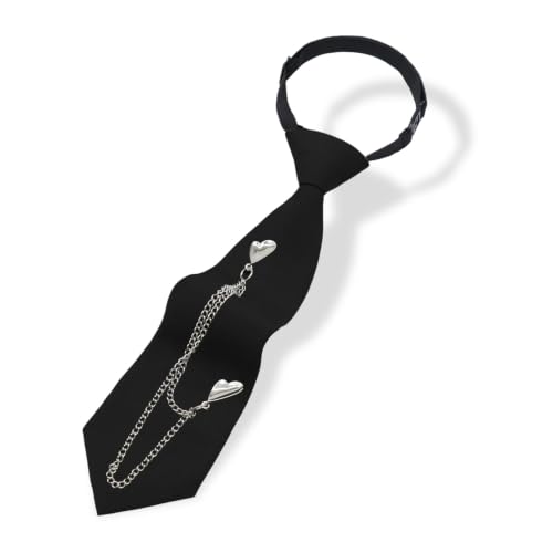 Image of LJBFNN Pre-Tied Ties for Women with Metal Chain, Uniform Shirt Accessory