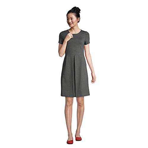 Lands' End Uniform Short Sleeve Ponte Dress Charcoal Heather Womens Regular 6 #TOP5