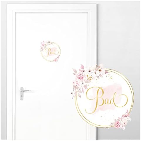Grandora Türaufkleber Bad mit Blumen I 19 x 20 cm I Wandsticker selbstklebend WC Wandaufkleber Toilette Wandtattoo Badezimmer Aufkleber Sticker DL729 Cover
