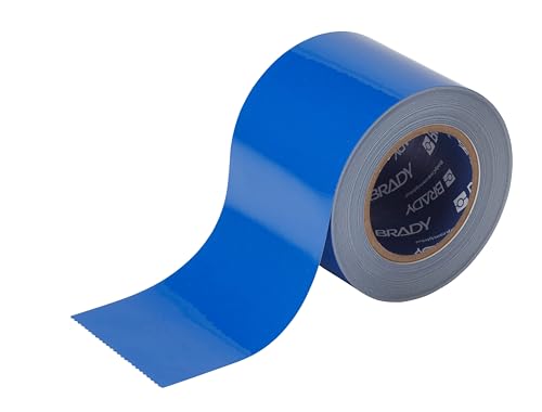 Image of Brady ToughStripe Floor Marking Tape - Blue, Non-Abrasive Floor Tape - 4 inch Width, 100' Length for Concrete, Harsh Conditions, Forklift, High Traffic Floors (104374)
