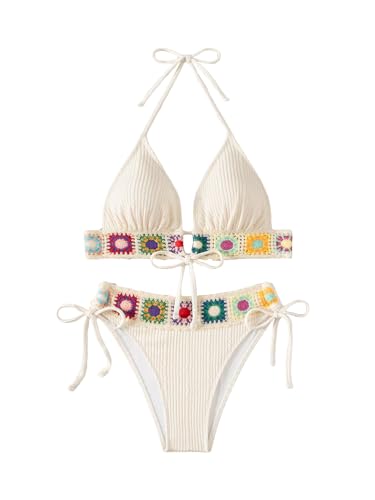 NDUAAC Women's Floral Embroidery Halter Padded...