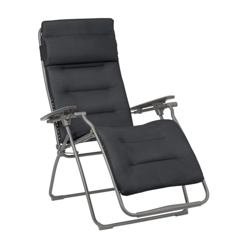 LAFUMA MOBILIER - Fauteuil Relax Transat Jardin - Chaise Longue - Matelassé Zéro Gravité - Futura - Becomfort® - Gris Dark Grey - Fabriqué en FRANCE - LFM3130_8902...