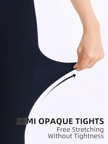 Image of Women's 80 Denier Semi Opaque Tights High Waist Soft Solid Color Footed Pantyhose
