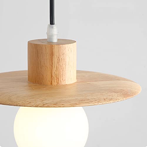 Lámpara colgante de madera E27 de estilo nórdico para isla de cocina 2