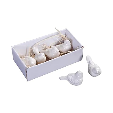 Creative Co-Op Set of 6 Ceramic Bird Figurine Home Decor Accents White ,3" L Cover