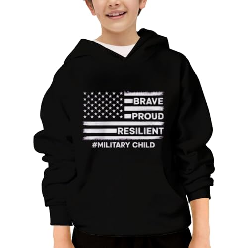 Month of Military Purple Up for Brave Military Kids Hoodies for Teen Girls Boys Kangaroo Pocket Sweatshirt