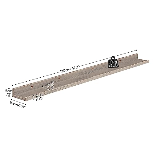 Image of HOOBRO Floating Shelves, Wall Shelf Set of 3, 47.2 Inches Hanging Shelf with Raised Edge and Invisible Brackets, for Bathroom, Bedroom, Kitchen, Office, Living Room Decor, Greige BG92BJ01