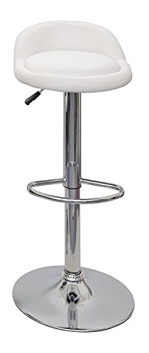 La Silla Española - Taburete con asiento redondo en color blanco, en simil piel, regulable en altura 38x33x90 cm