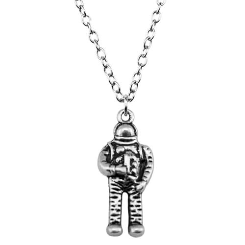 Collier pendentif d’astronaute 28x11mm chaîne longue ajustable anti-gêne