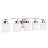 Design Classics Lighting Modern Hotel Style Bathroom Wall Light with White Oval Glass – Five Lights