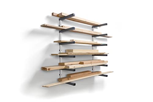 Bora Wood Organizer And Lumber Storage Metal Rack With 6-Level Wall Mount - Indoor And Outdoor Use, White & Gray - Pbr-0620 #TOP30