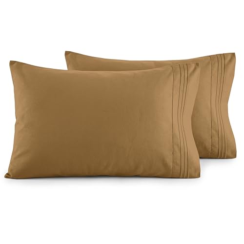 Image of Elegant Comfort Luxury Ultra-Soft 2-Piece Pillowcase Set 1500 Thread Count Egyptian Quality Microfiber Double Brushed-100% Hypoallergenic-Wrinkle Resistant, California King, Bronze