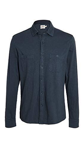 Faherty Men's Knit Seasons Shirt Double Pocket- Blue Nights Small (S)
