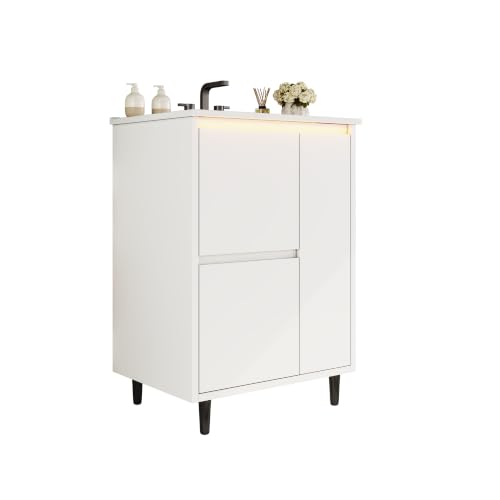 Mueble de baño con lavabo integrado de cerámica SACOOL y cajones silenciosos 6