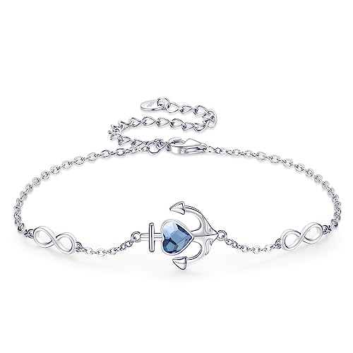 Bracelet double ancre zircone cœur en argent le cadeau idéal femme