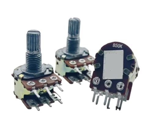Potentiomètre double B50K 148 à point central avec axe cannelé de 15 mm